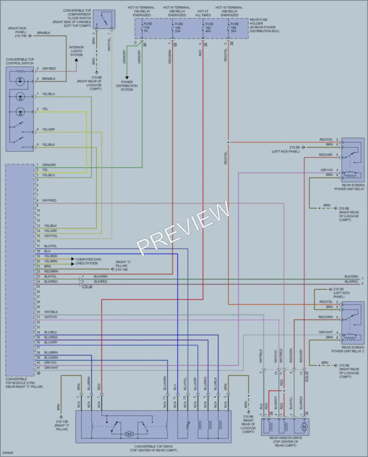 2016 BMW 640i Power Top Sunroof wiring diagram preview