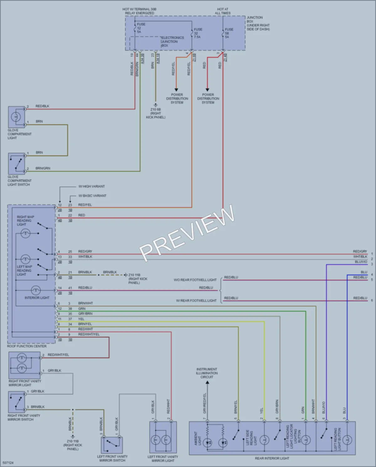 2016 BMW 640iGranCoupe Interior Lights wiring diagram preview