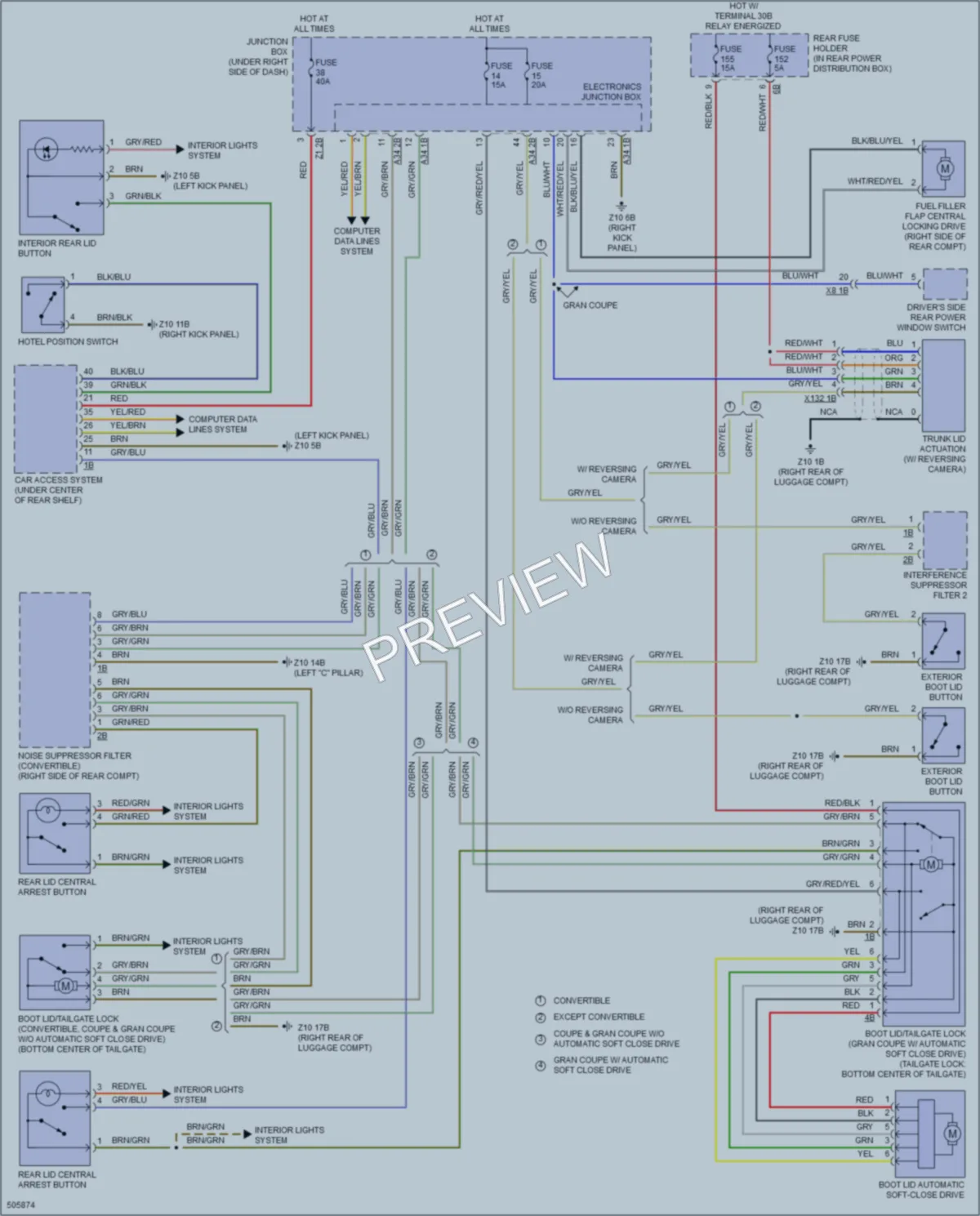2016 BMW 640iGranCoupe Trunk Tailgate Fuel Door wiring diagram preview