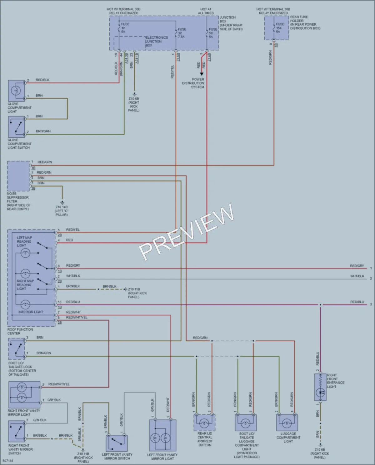 2016 BMW 650i Interior Lights wiring diagram preview
