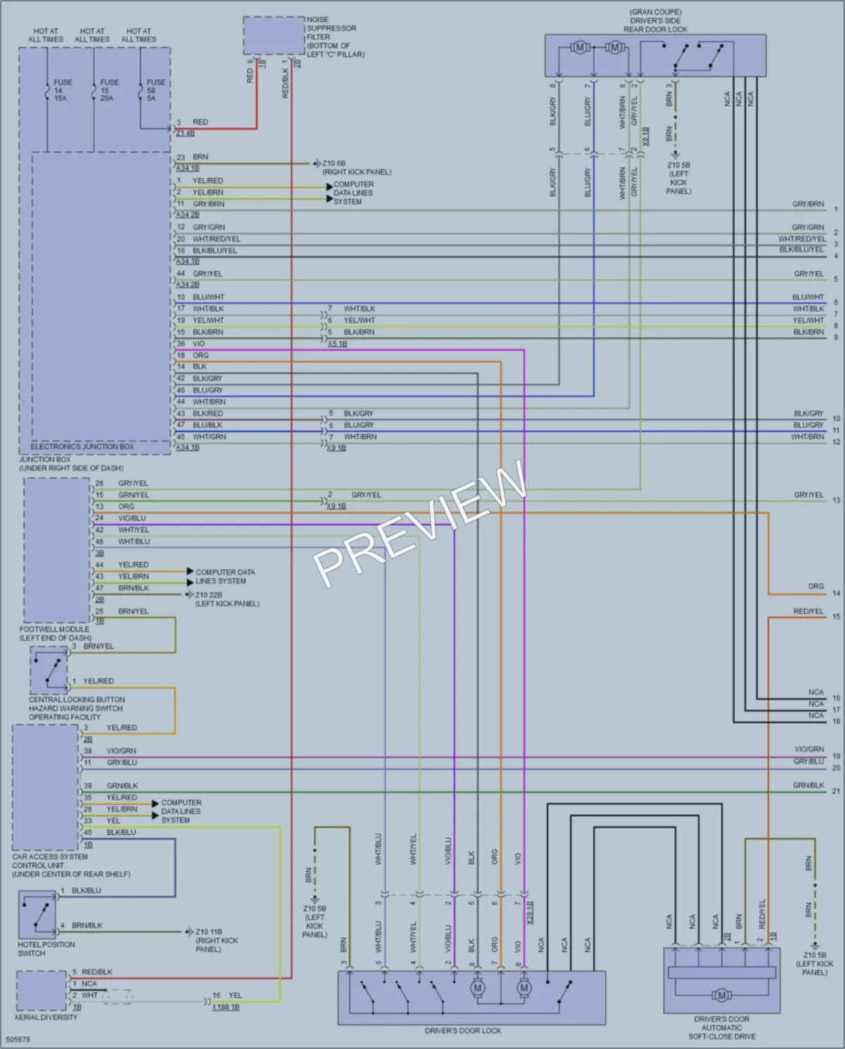 2016 BMW 650iGranCoupe Power Door Locks wiring diagram preview