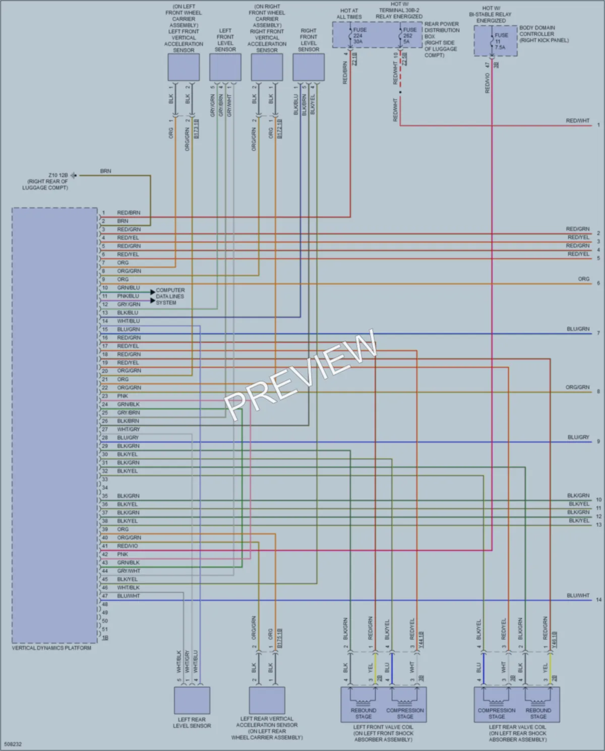 2016 BMW 750Li Electronic Suspension wiring diagram preview