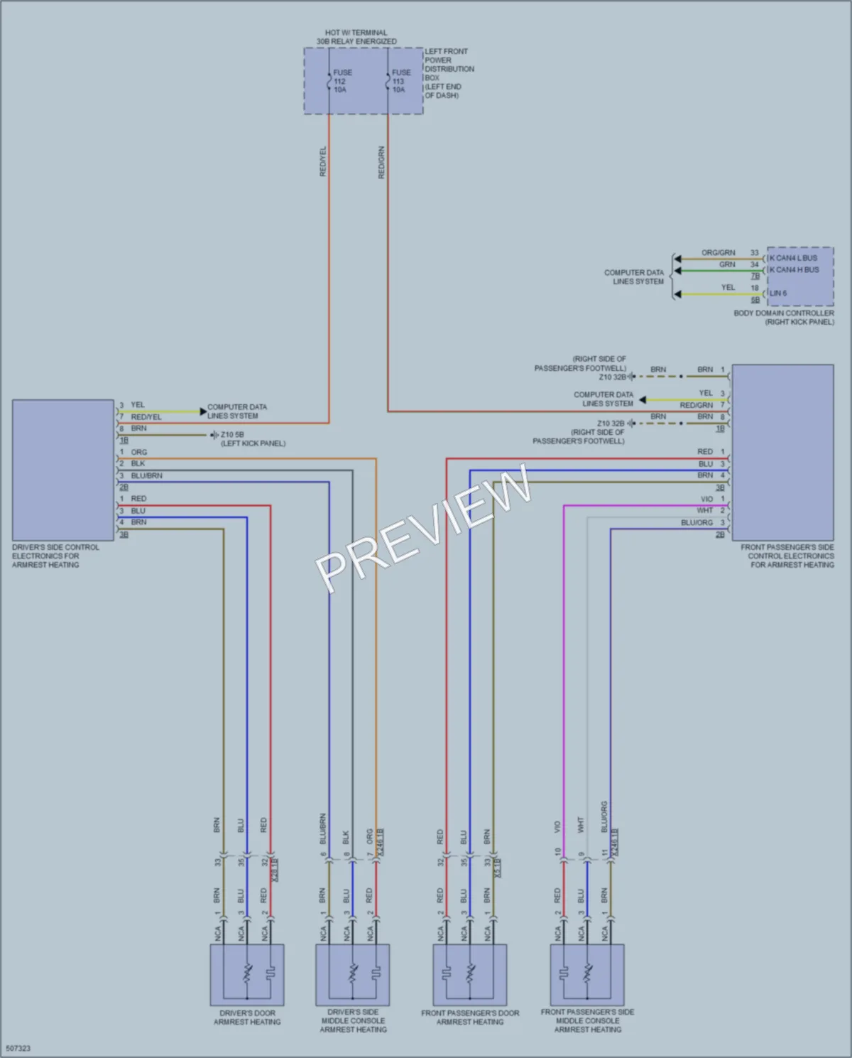 2016 BMW 750Li Power Seats wiring diagram preview