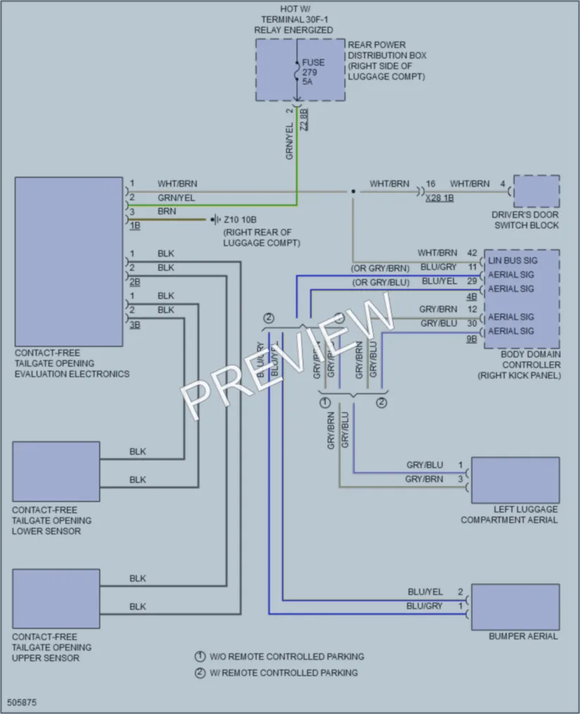 2016 BMW 750Li Trunk Tailgate Fuel Door wiring diagram preview