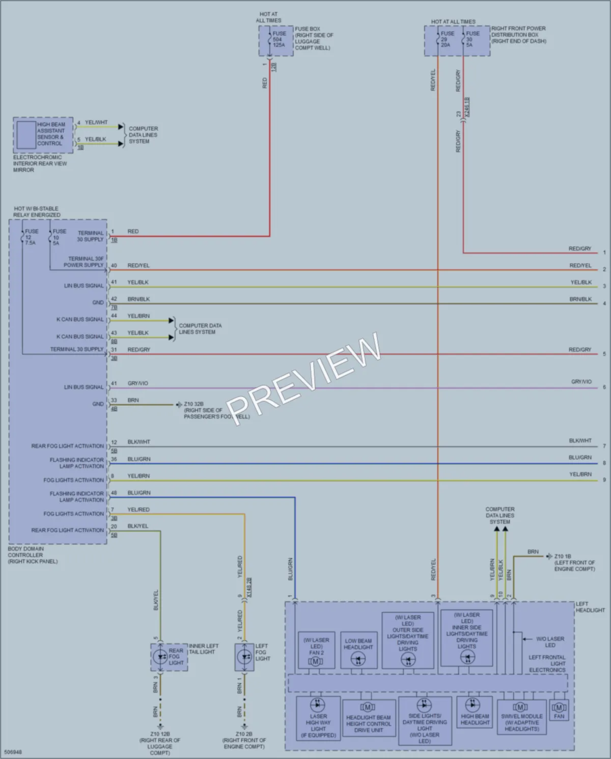 2016 BMW 750i Headlights wiring diagram preview