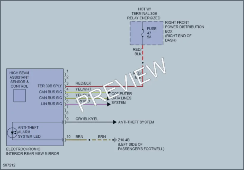 2016 BMW 750i Power Mirrors wiring diagram preview