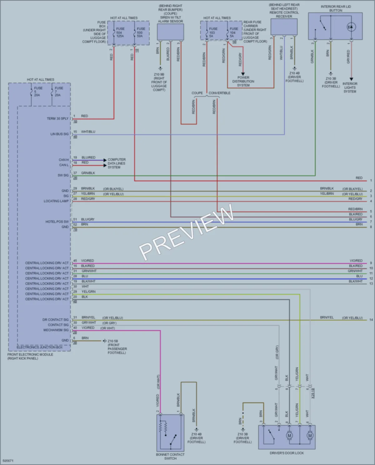 2016 BMW M235i Power Door Locks wiring diagram preview