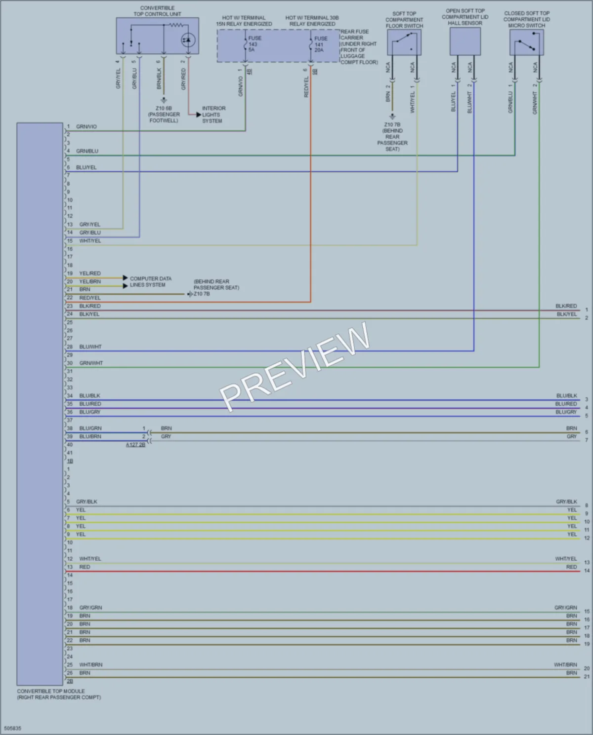 2016 BMW M235i Power Top Sunroof wiring diagram preview