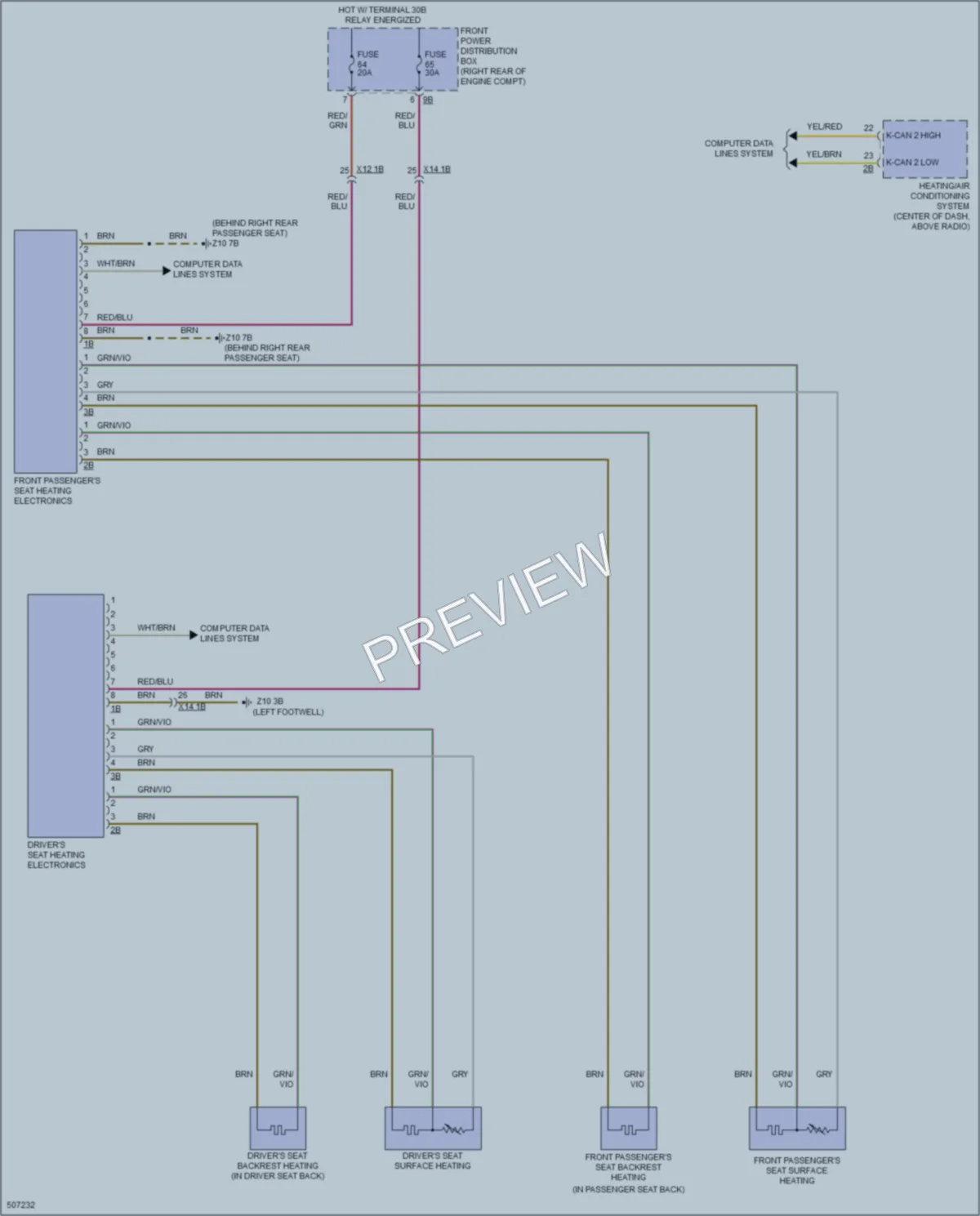 2016 BMW M3 Power Seats wiring diagram preview