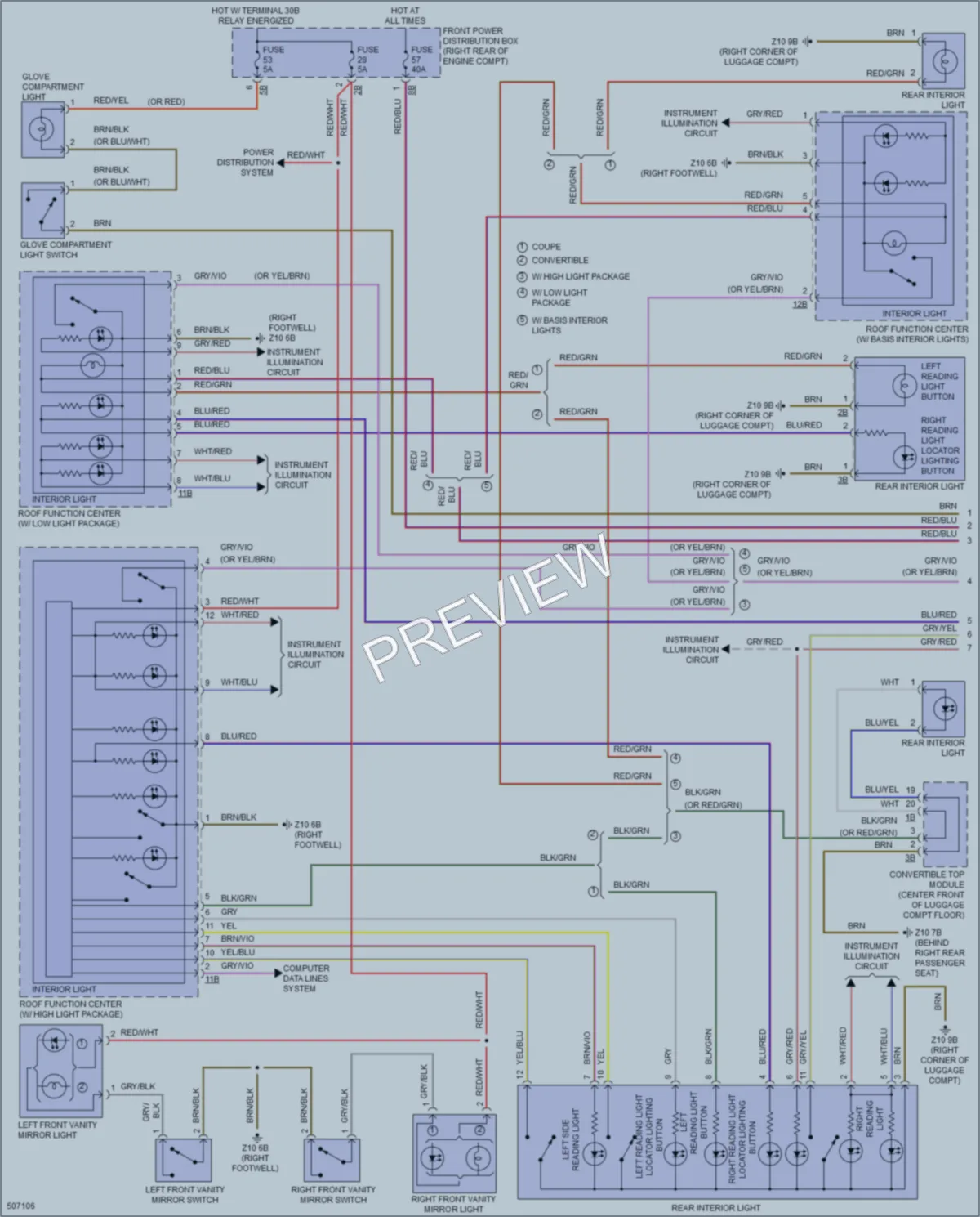 2016 BMW M4 Interior Lights wiring diagram preview