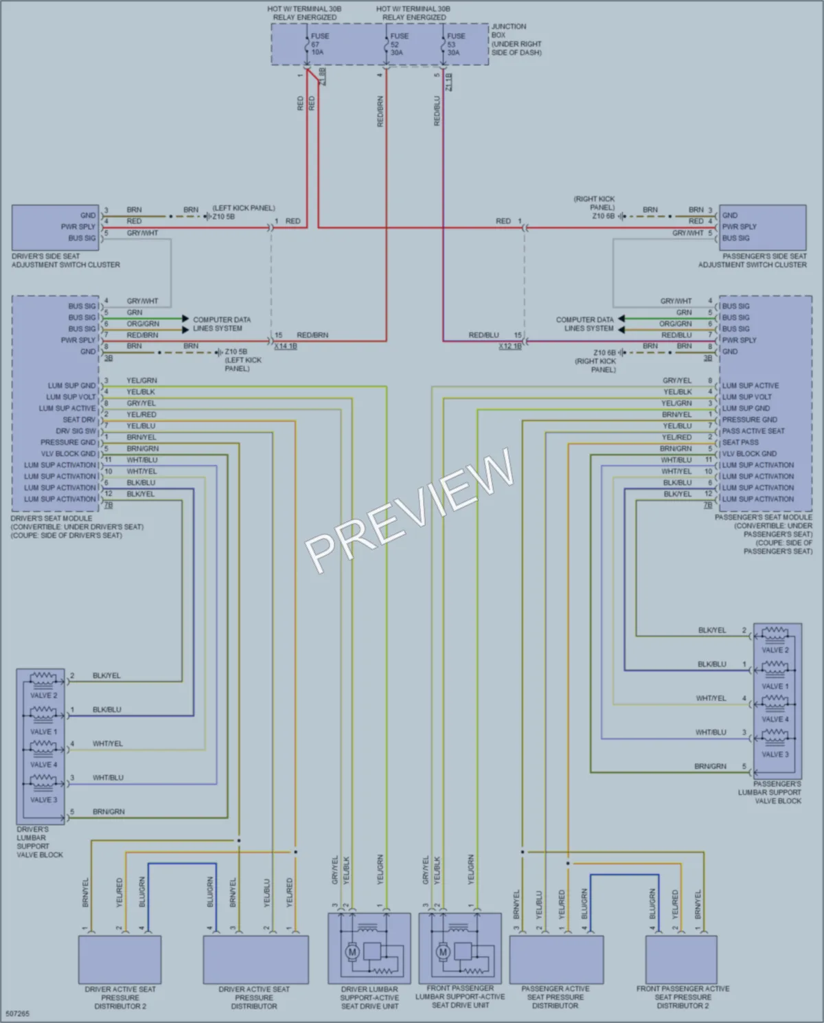 2016 BMW M6GranCoupe Power Seats wiring diagram preview