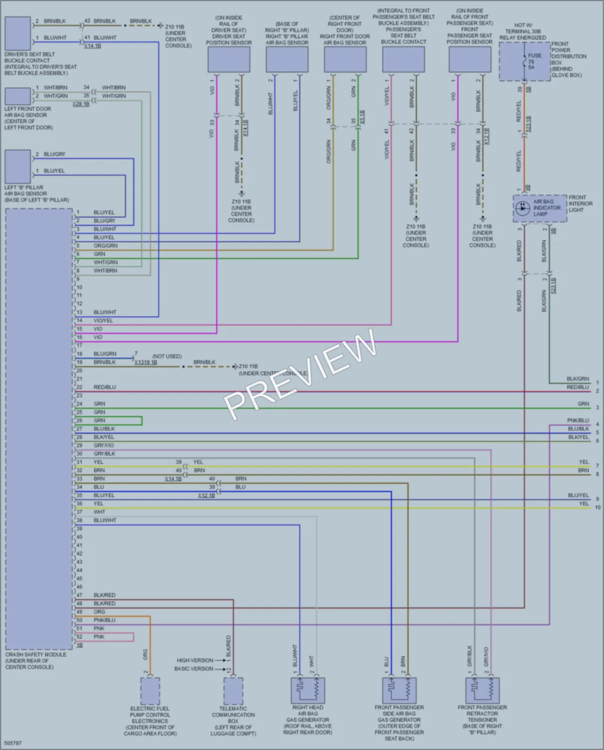 2016 BMW X1 Supplemental Restraints wiring diagram preview
