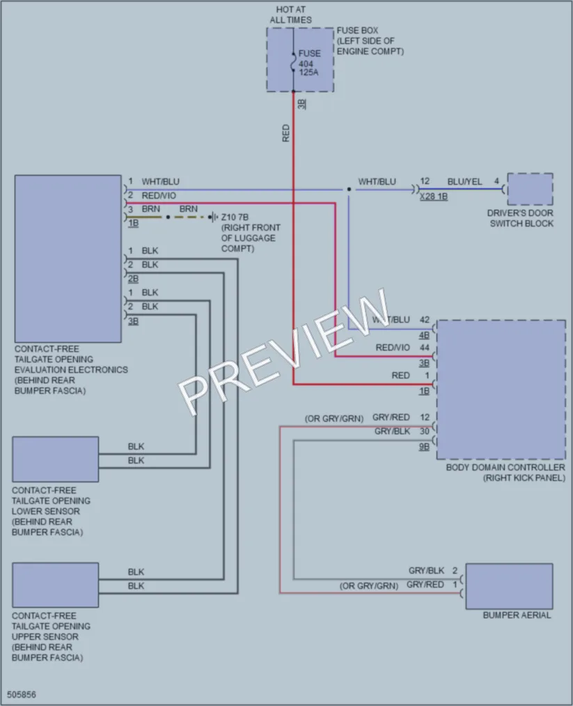 2016 BMW X1 Trunk Tailgate Fuel Door wiring diagram preview