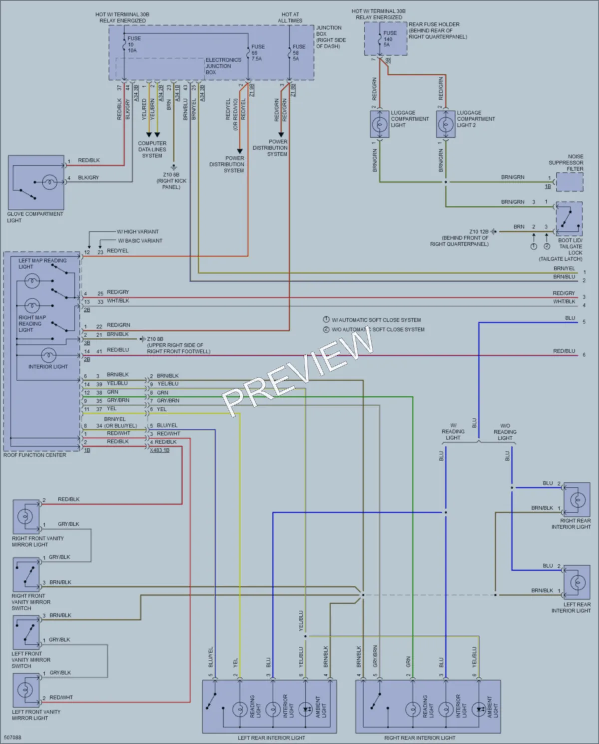 2016 BMW X3 Interior Lights wiring diagram preview