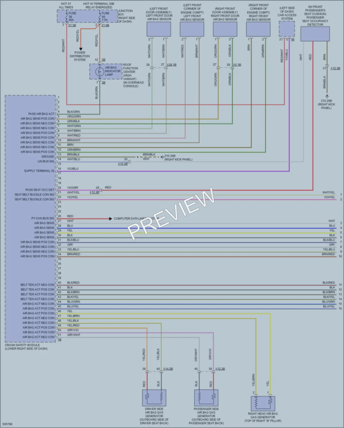 2016 BMW X4 Supplemental Restraints wiring diagram preview