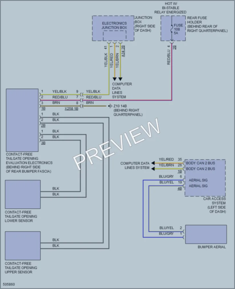 2016 BMW X4 Trunk Tailgate Fuel Door wiring diagram preview