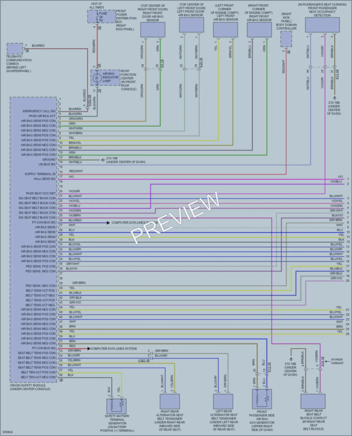 2016 BMW X5 Supplemental Restraints wiring diagram preview