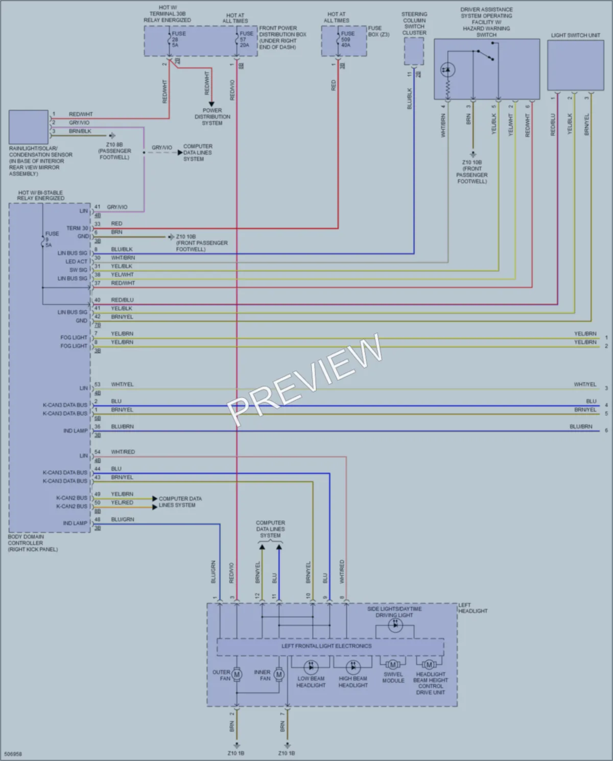 2016 BMW X6 Headlights wiring diagram preview