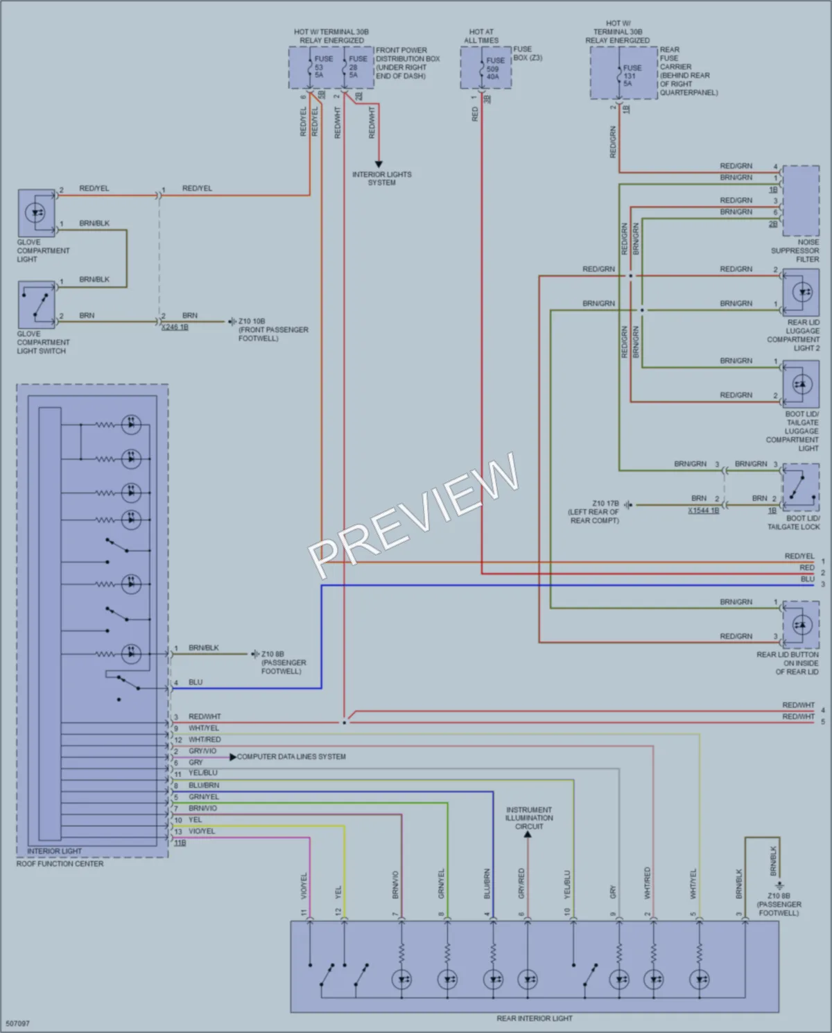 2016 BMW X6 Interior Lights wiring diagram preview