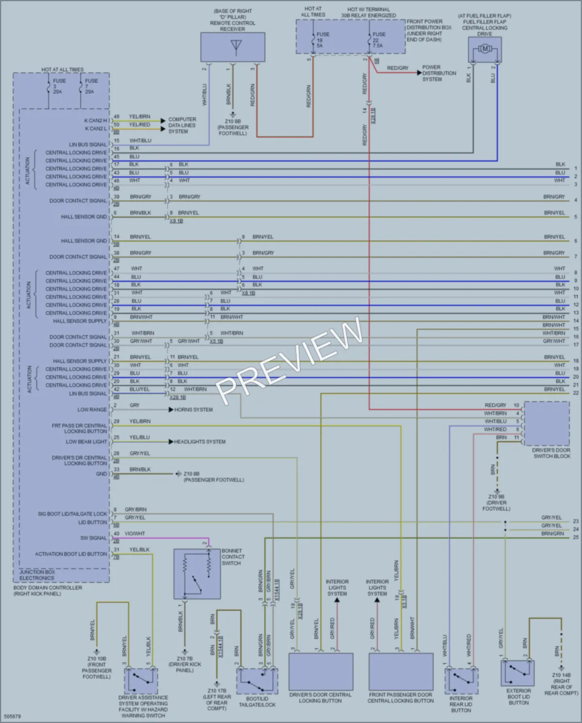 2016 BMW X6 Power Door Locks wiring diagram preview
