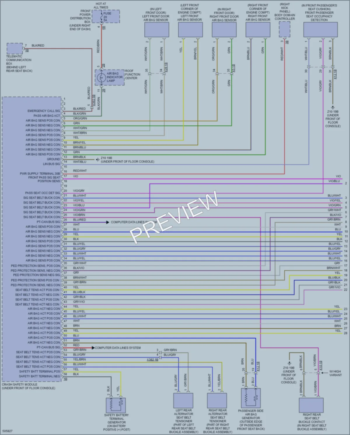 2016 BMW X6 Supplemental Restraints wiring diagram preview