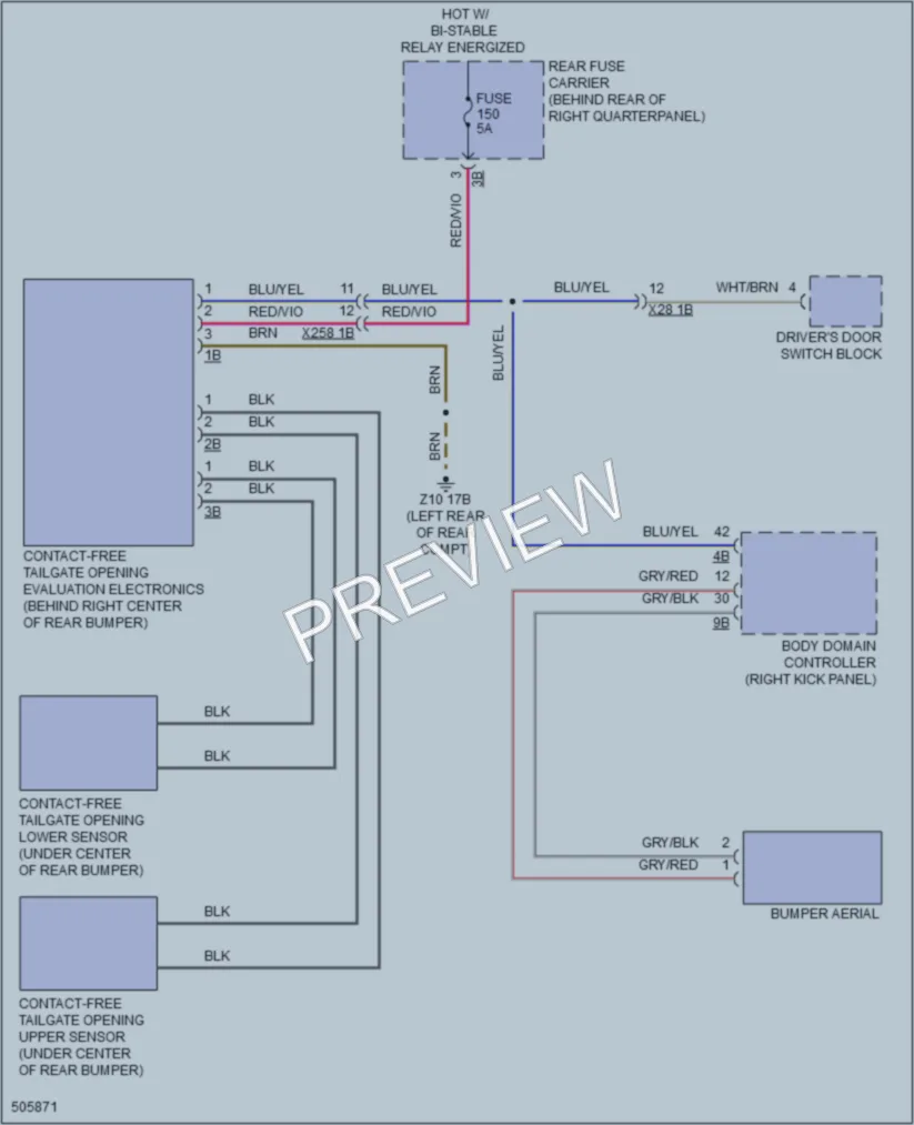 2016 BMW X6 Trunk Tailgate Fuel Door wiring diagram preview