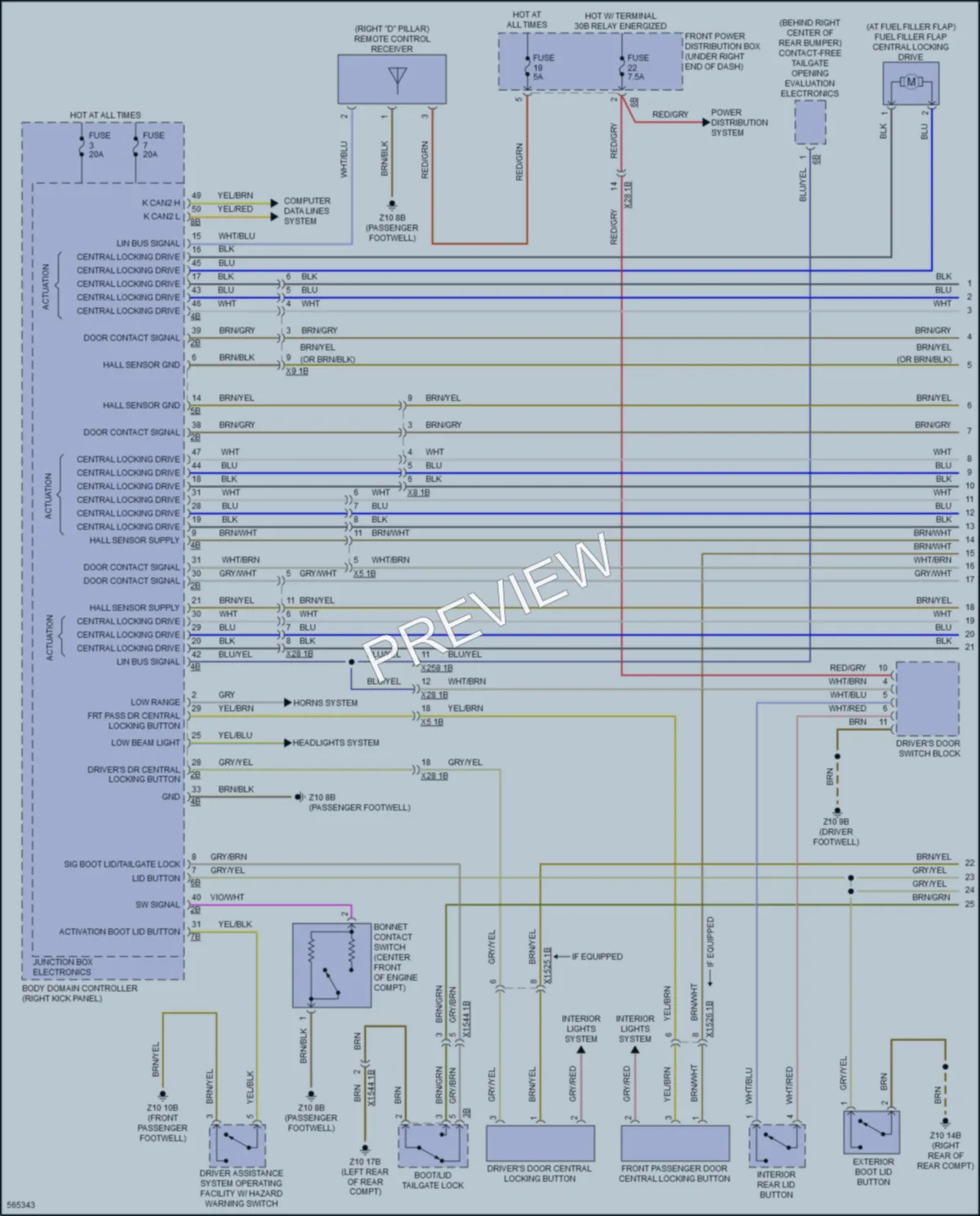 2016 BMW X6M Power Door Locks wiring diagram preview