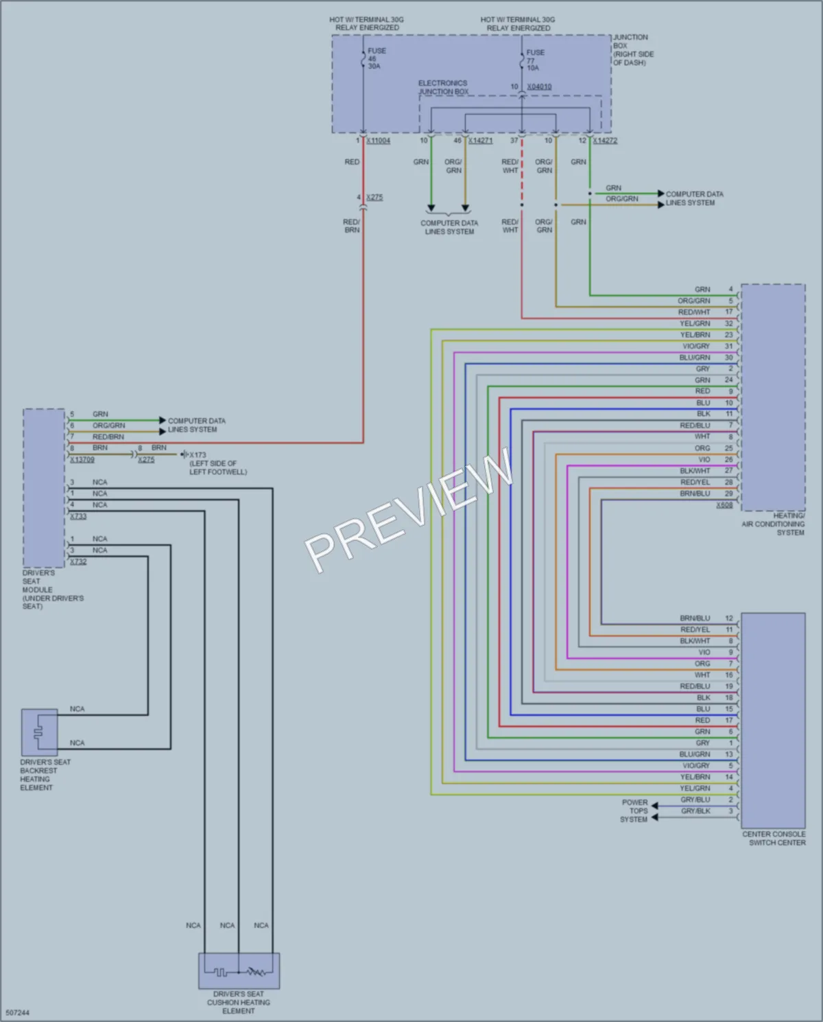 2016 BMW Z4 Power Seats wiring diagram preview