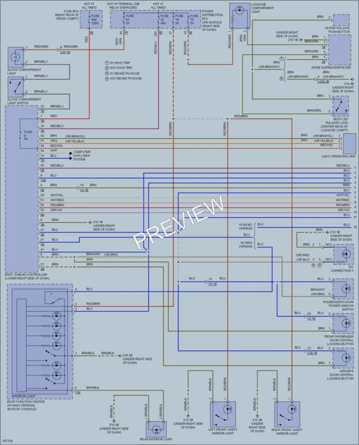 2016 BMW i3 Interior Lights wiring diagram preview