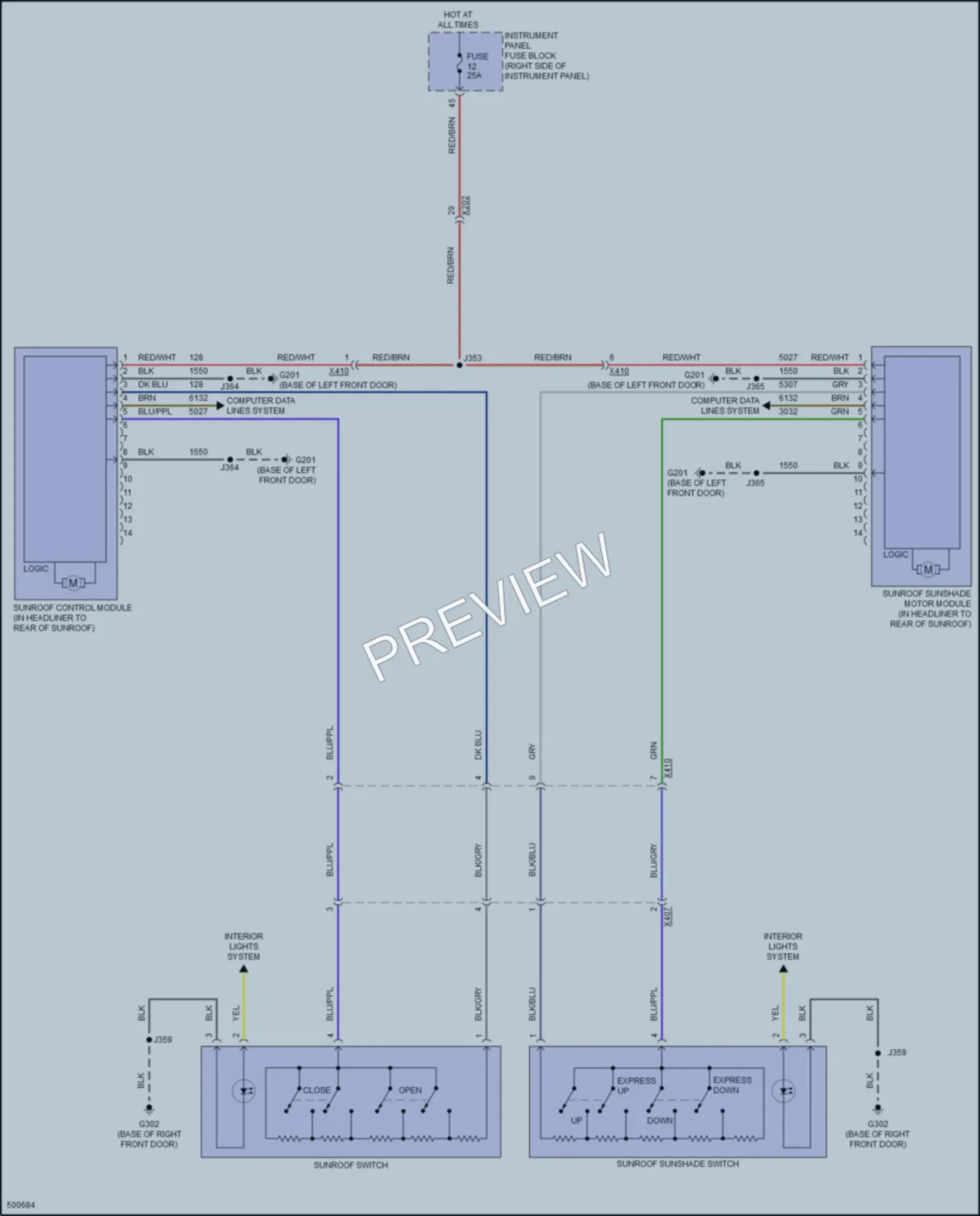 2016 Buick Envision Power Top Sunroof wiring diagram preview