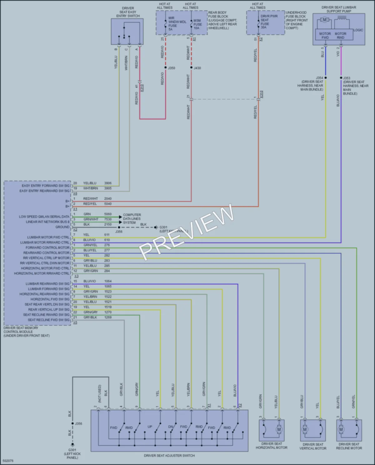 2016 Cadillac ATS Power Seats wiring diagram preview