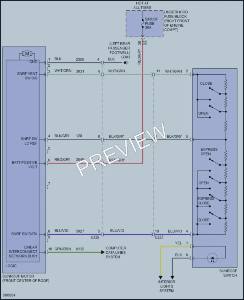 2016 Cadillac ATSV Power Top Sunroof wiring diagram preview