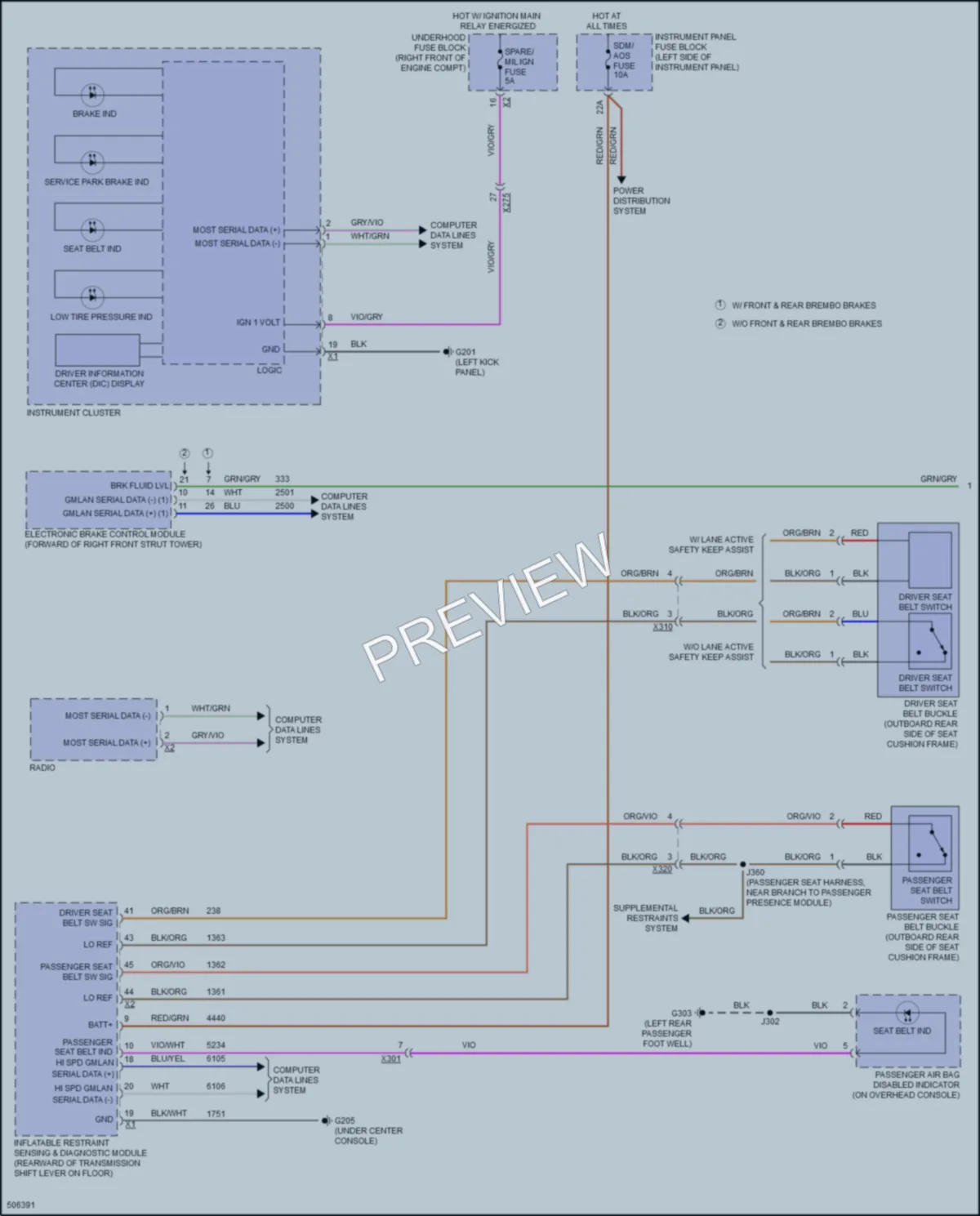 2016 Cadillac ATSV Warning Systems wiring diagram preview
