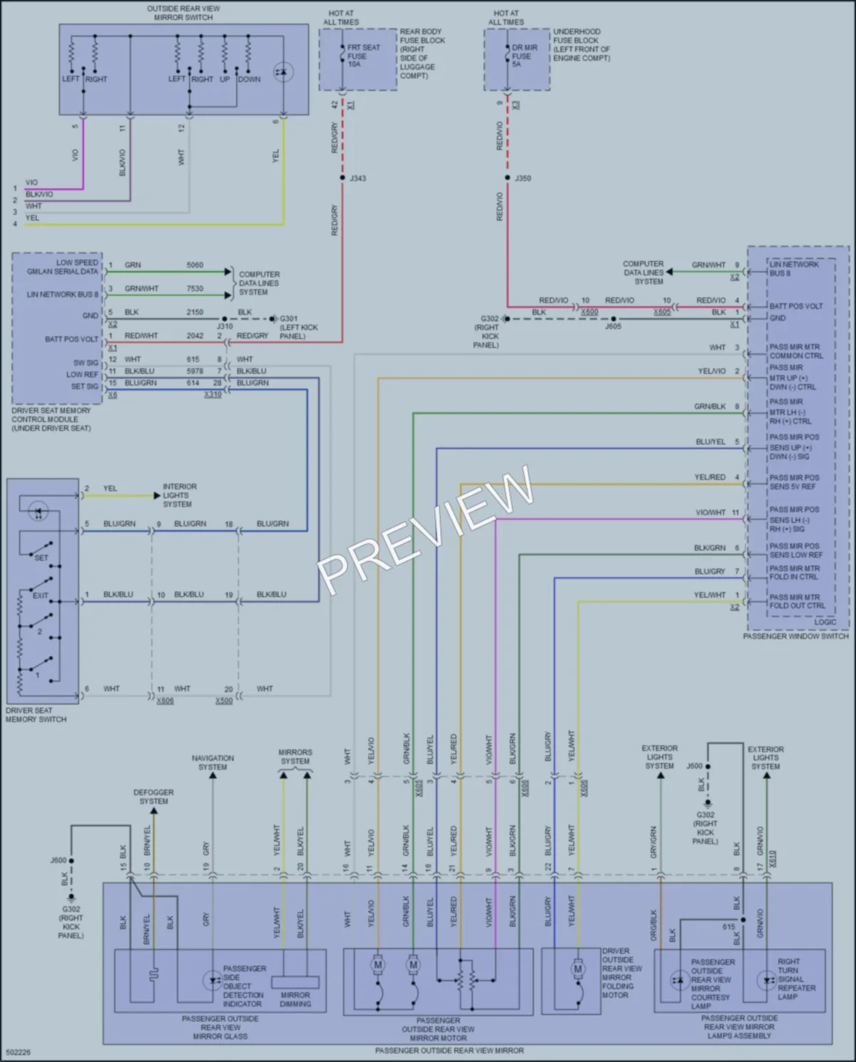 2016 Cadillac CT6 Memory Systems wiring diagram preview