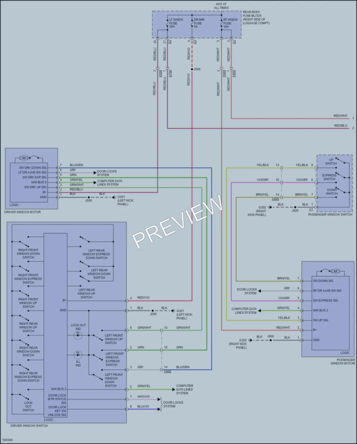 2016 Cadillac CT6 Power Windows wiring diagram preview