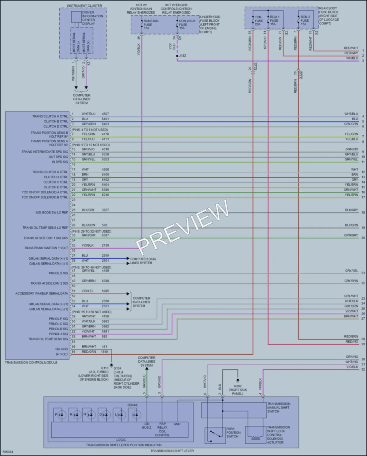 2016 Cadillac CT6 Transmission wiring diagram preview