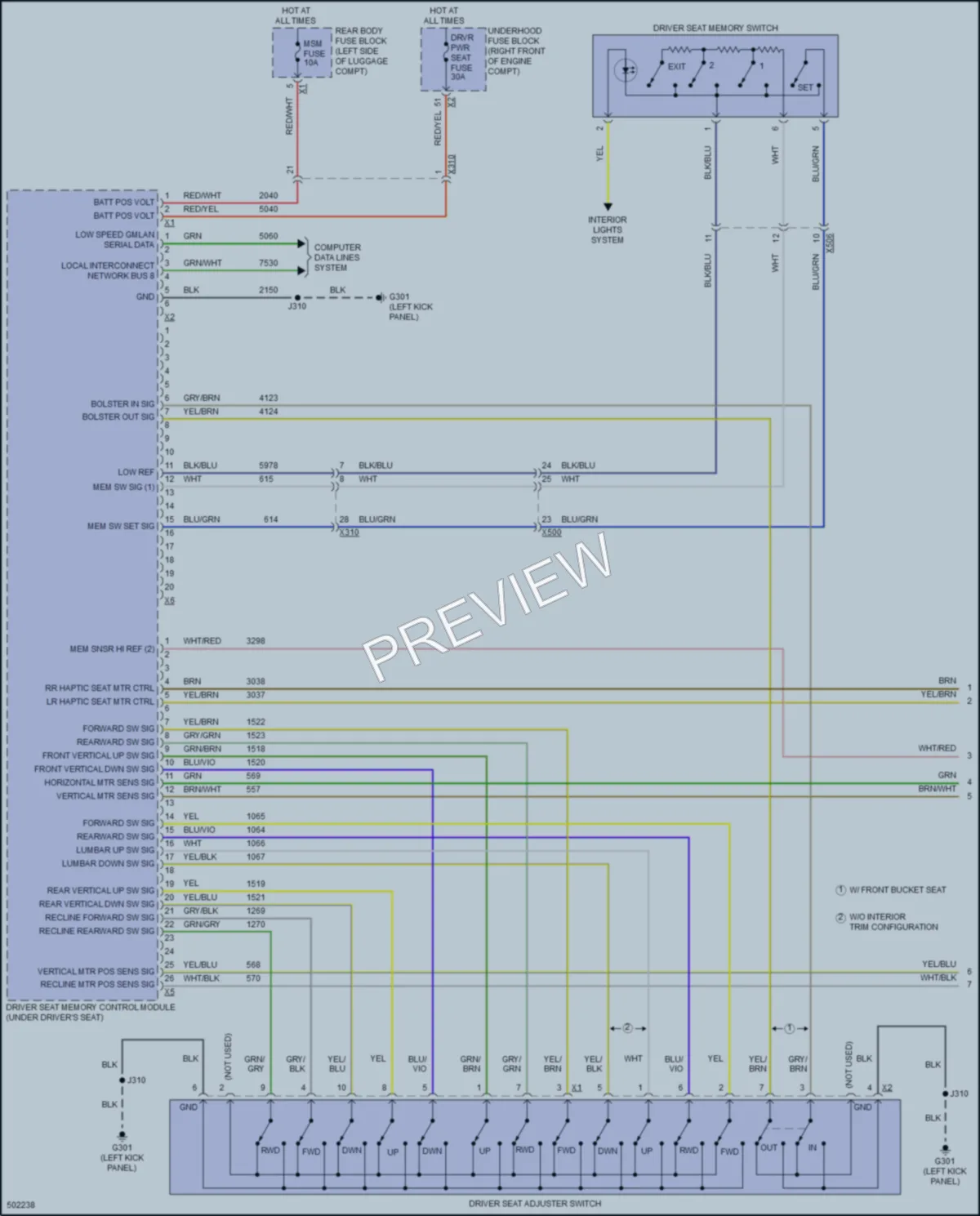 2016 Cadillac CTS Memory Systems wiring diagram preview