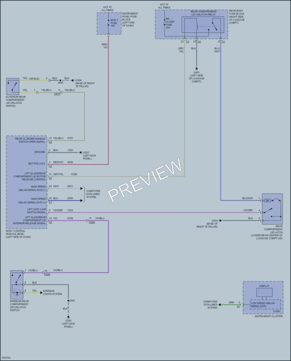 2016 Cadillac CTS Trunk Tailgate Fuel Door wiring diagram preview