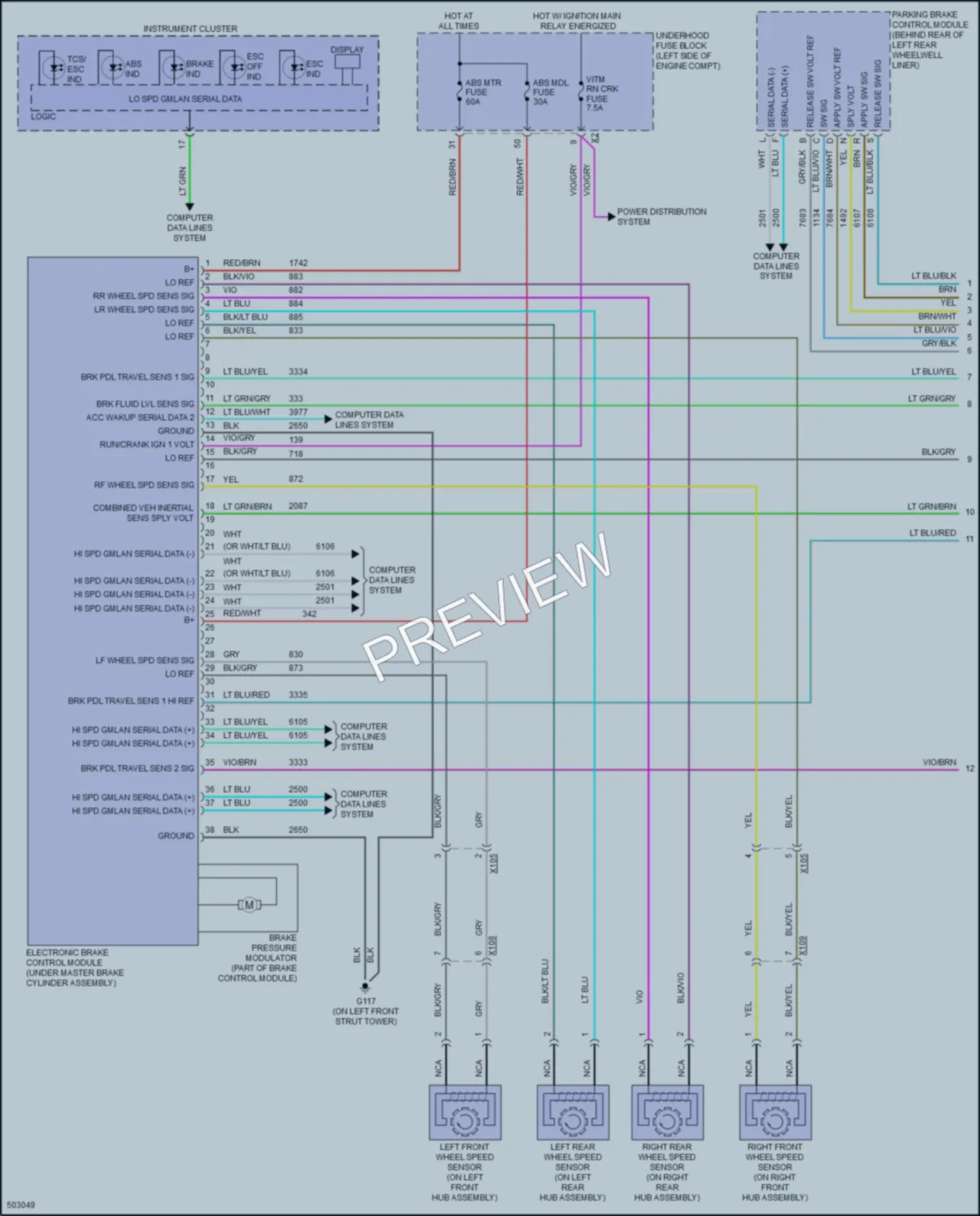 2016 Cadillac ELR Anti Lock Brakes wiring diagram preview