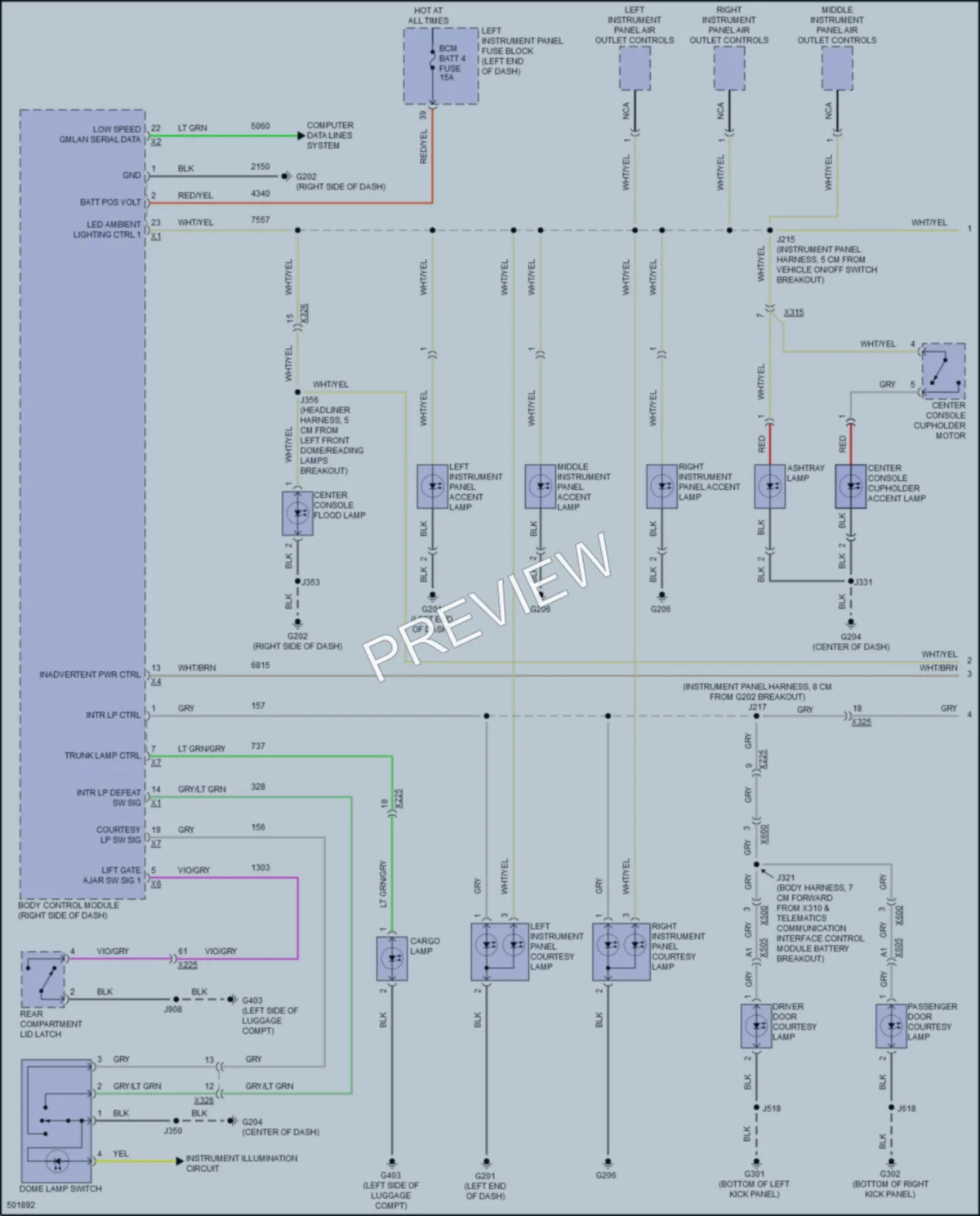 2016 Cadillac ELR Interior Lights wiring diagram preview