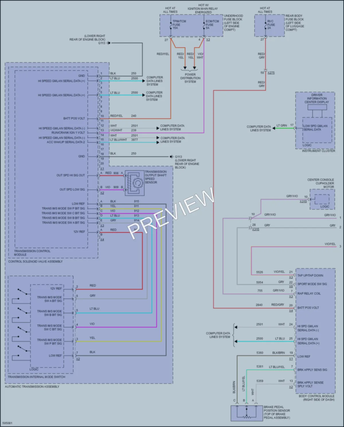 2016 Cadillac ELR Transmission wiring diagram preview