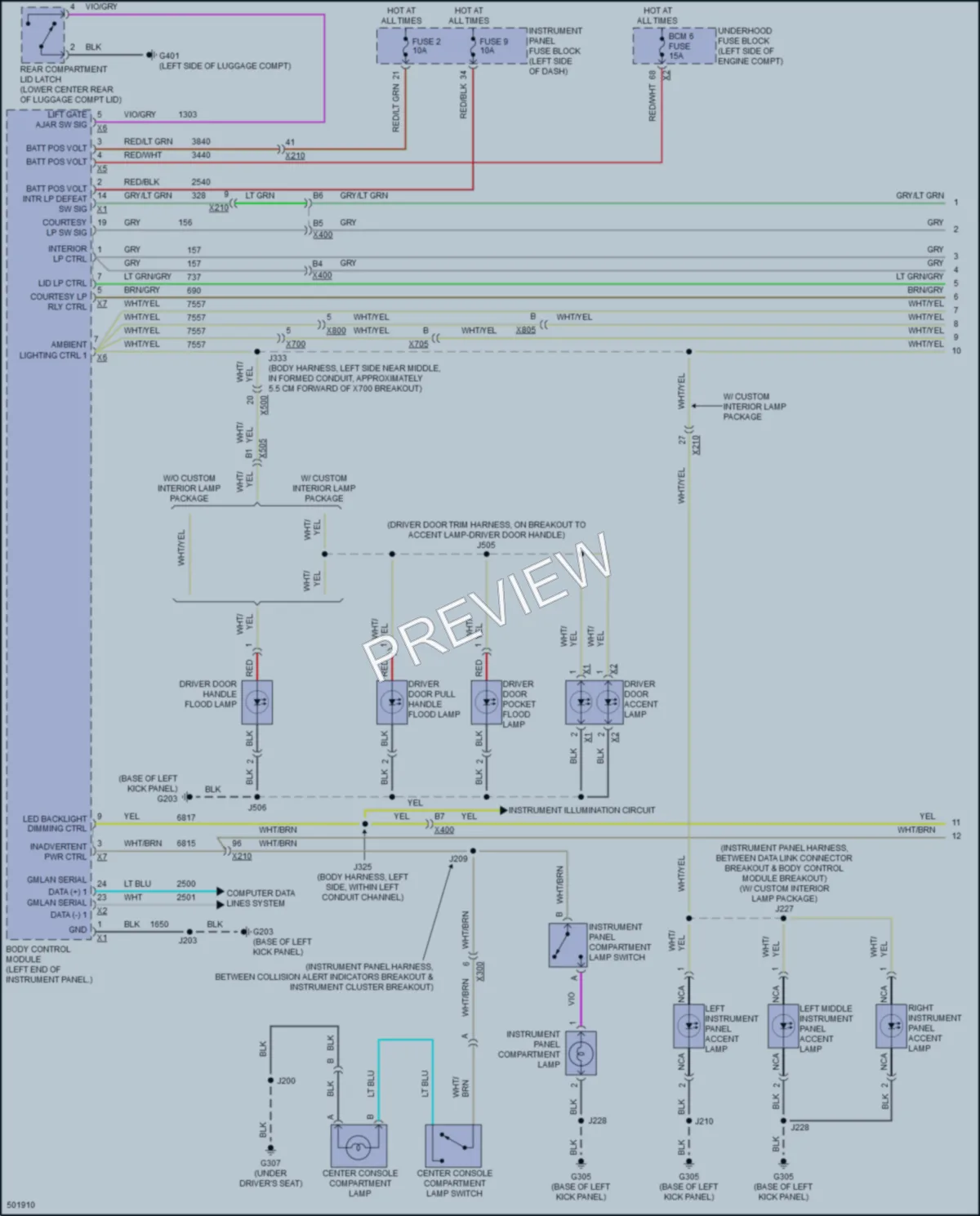 2016 Cadillac XTS Interior Lights wiring diagram preview
