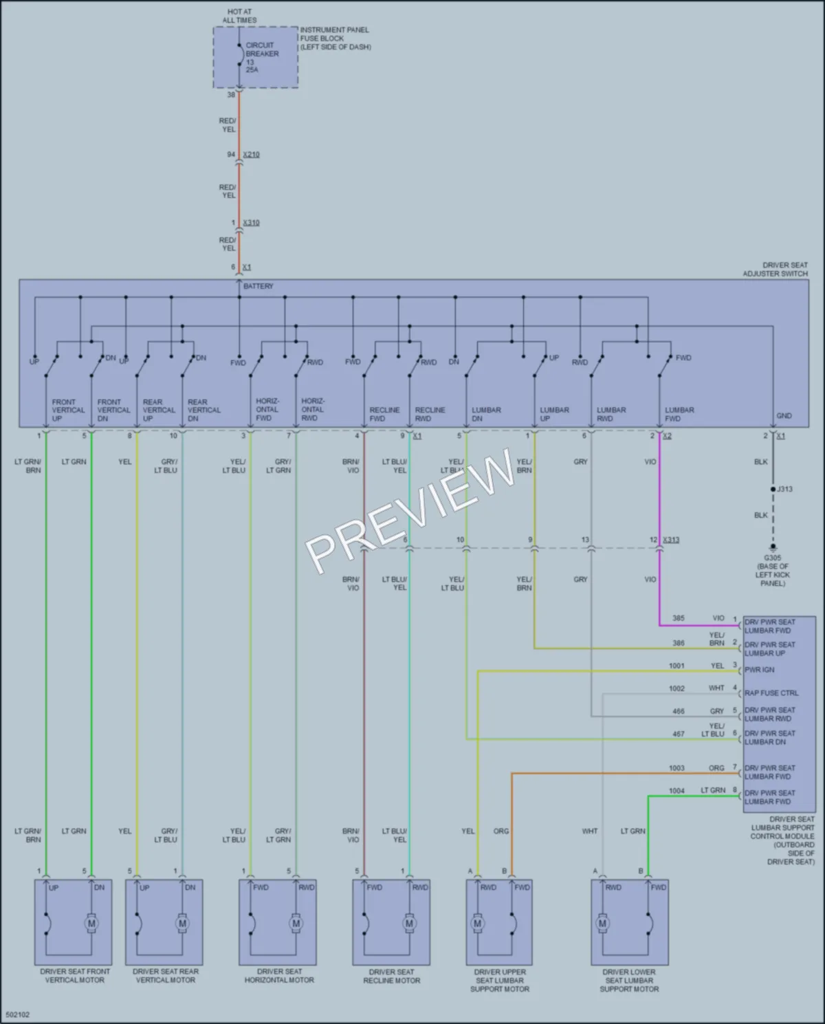 2016 Cadillac XTS Power Seats wiring diagram preview