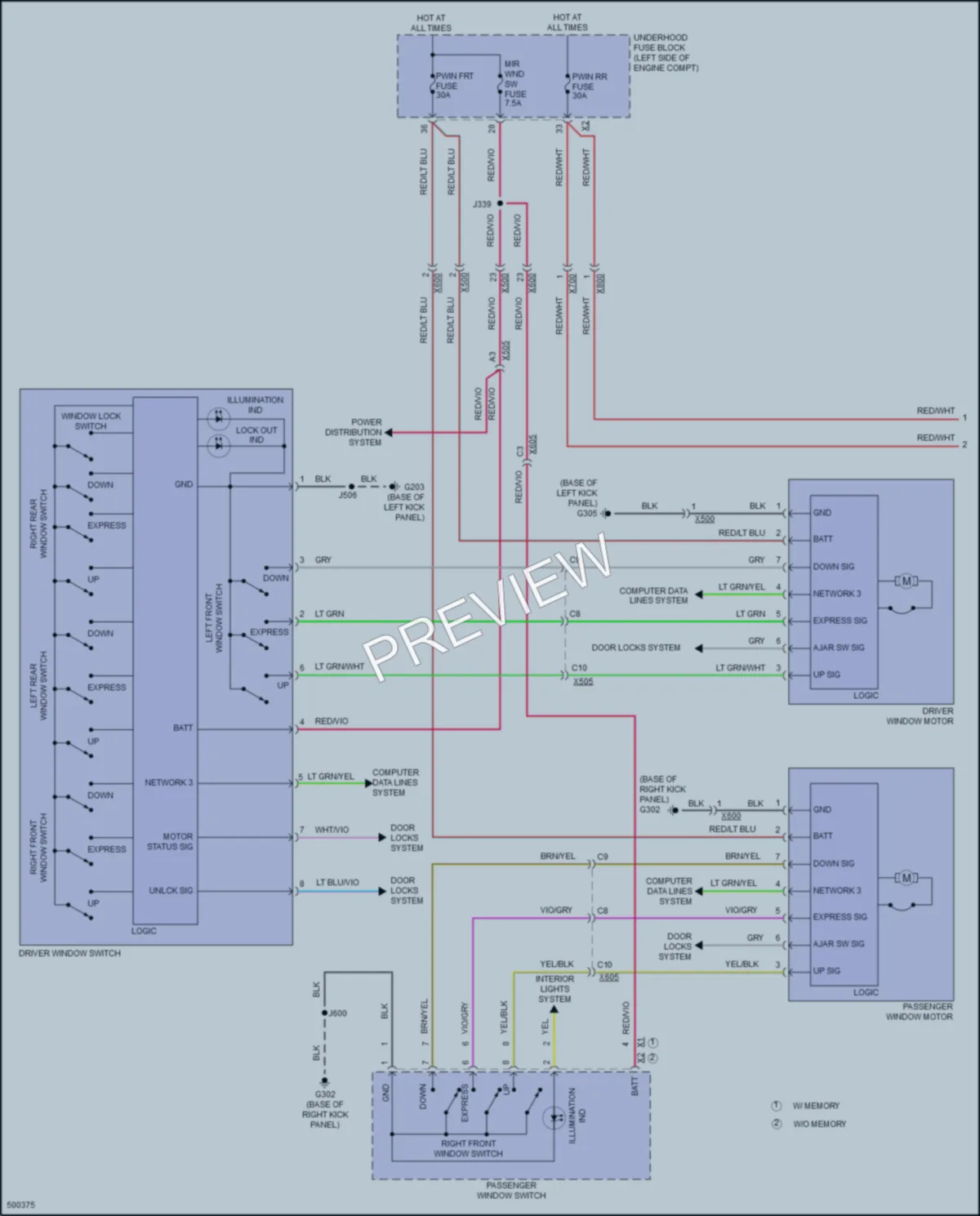 2016 Cadillac XTS Power Windows wiring diagram preview