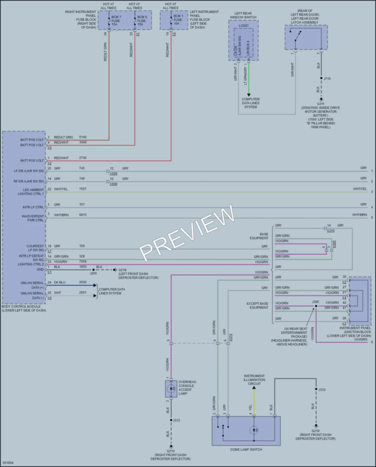 2016 Chevrolet 2500HDSilverado Interior Lights wiring diagram preview