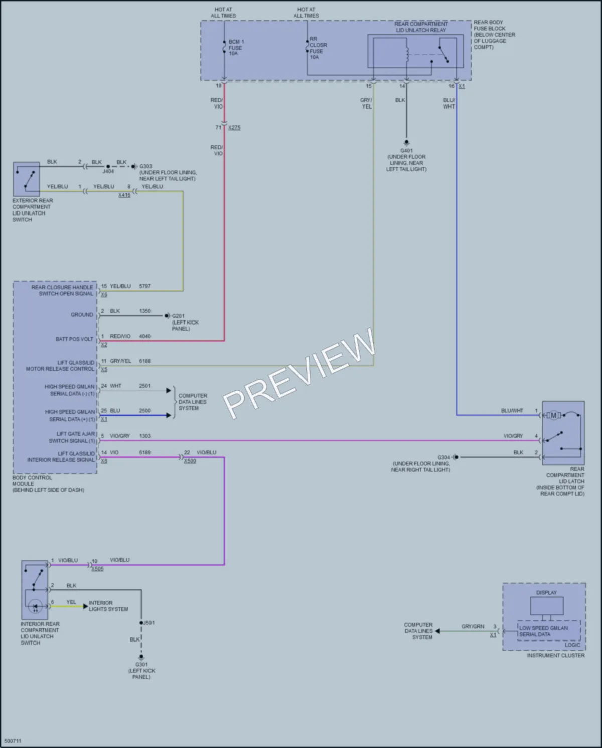 2016 Chevrolet Camaro Trunk Tailgate Fuel Door wiring diagram preview
