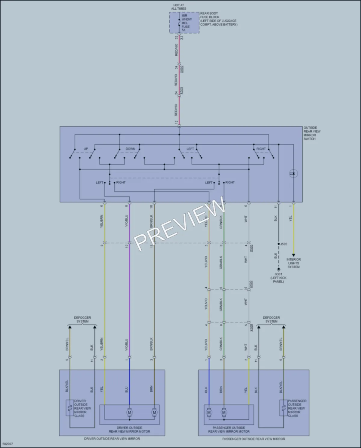 2016 Chevrolet CapricePPV Power Mirrors wiring diagram preview