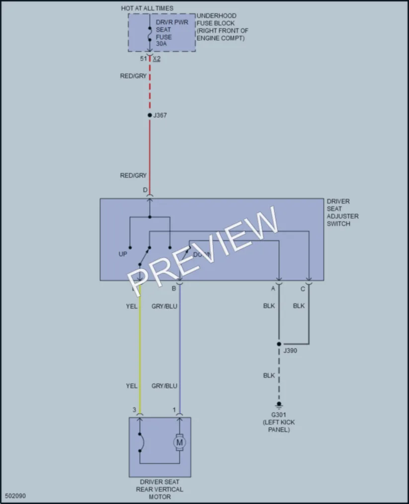 2016 Chevrolet CapricePPV Power Seats wiring diagram preview