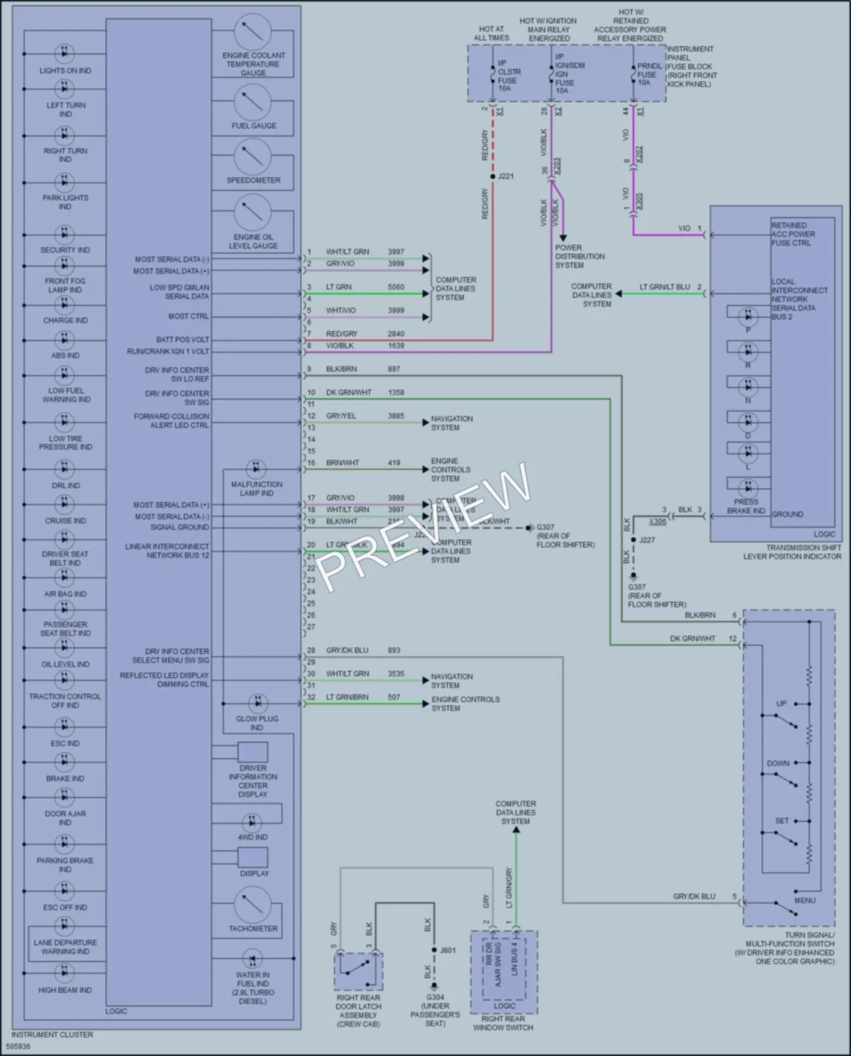 2016 Chevrolet Colorado Instrument Cluster wiring diagram preview