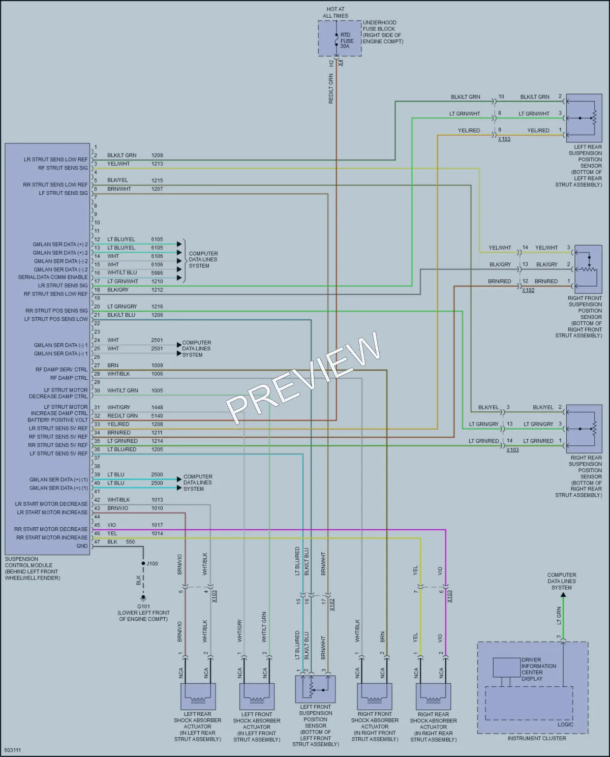 2016 Chevrolet CorvetteStingray Electronic Suspension wiring diagram preview